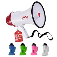 Pyle Megafon 30W mit Sirene & Mikrofon, Faltbares Megaphone für Kinder & Erwachsene, Lautsprecher für Fußball, Events, Notfälle