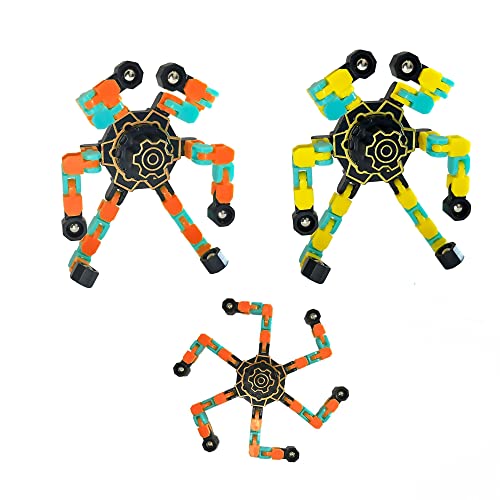 Sensory Fidget Spinners Toys 3 Pcs Finger Hand Spinner Toy Spinning Top Focus Toy With Transformable Chain Mechanical Spiral Twister Fingertip Gyro Stress Relief Toy For Kids Adults #TOP20