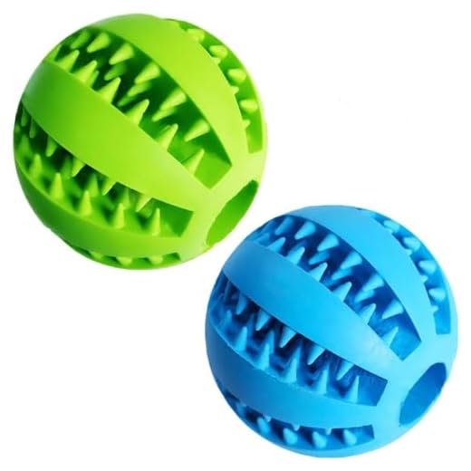 Dog Treat Toy Ball, Dog Tooth Cleaning Toy, Interactive Dog Toys(1 Green+1 Blue) 2.8" Pack of 2