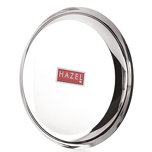Image of HAZEL Steel Plates for Lunch |Plates Set Steel for Dinner | Steel Dinner Plates Set, 26.8 cm
