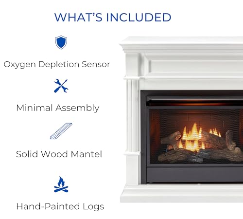 Duluth Forge Dual Fuel Ventless Gas Fireplace System with Mantle, Remote Control, 5 Fire Logs, Use with Natural Gas or Liquid Propane, 26000 BTU, Heats up to 1350 Sq. Ft., Antique White - Image 5