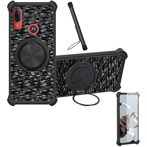 �Ή� Motorola Moto E6 Play �P�[�X Phone Case [1�� 9H+�d�x���� �K���X�t�B����][360°��]���X�^���h�A�}�O�l�b�g��]CX-11-HEI