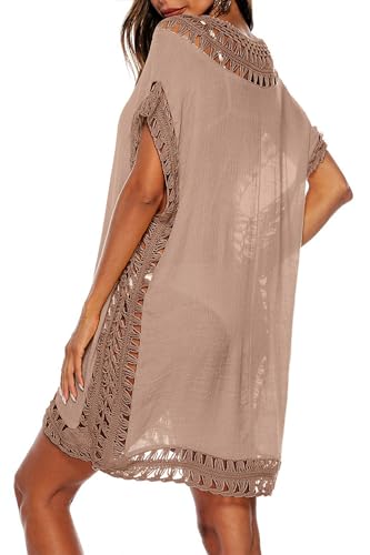 Image of Adisputent Womens Swimsuits Cover Ups Crochet Chiffon Beach Cover Bathing Suit Bikini Wear Coverups Dress