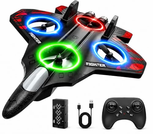 Image of Remote Control Fighter Jet RC Airplane for Kids & Adults, Dual Battery Flying Plane Toy with LED Lights, 360 Flip & Stunt Roll, 2.4GHz RC Aircraft, Easy Fly Glider for Boys, Girls & Beginners