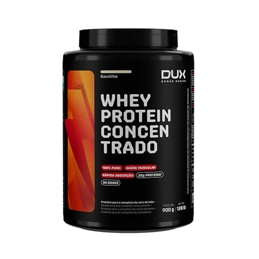 DUX HUMAN HEALTH - Whey Protein Concentrado - 20g de Proteínas por Porção - Suplementos Naturais, Suplementação Treino Academia, Ganho Muscular Hipertrofia - Baunilha - 900g