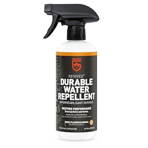 GEAR AID Revivex Durable Water Repellent (DWR) Spray for Waterproof Jackets, Rain Gear, Gore-TEX, Tents & Camping Gear – Restore Waterproofing & Breathability, Various Sizes