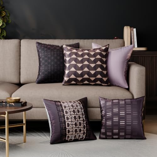 Image of Stoa Paris Cushion Cover Set of 5, Home Decor for Sofa, Bed & Living Room, Digital Printed Cushion Cover 16 Inch x 16 Inch, Soft Touch Finish, Hidden Zip Closure, Charlotte's Poise - Charlotte