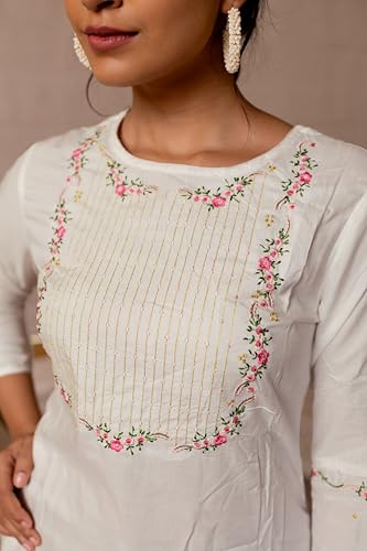 Image of MIRCHI FASHION Women's Straight Fit Rayon Sequins Embroidered and Polka Dots Printed Kurti Only