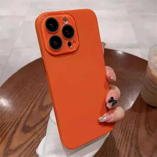Coque iPhone 14 Pro orange mate ultra-fine avec protection d'objectif photo