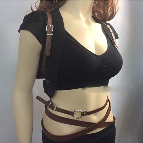 Women's Punk Waist Belt Body Chain Faux Leather Harness Adjustable With Buckles And O-Rings(Ss-05Brown) #TOP6
