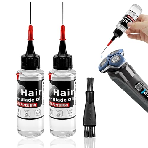 Huile Tondeuse Cheveux, 2 Pièces Huile Barbe avec brosse de Nettoyage, Huile Lubrifiante pour Tondeuses à Cheveux, Prolonge La Durée de Vie de L'équipement