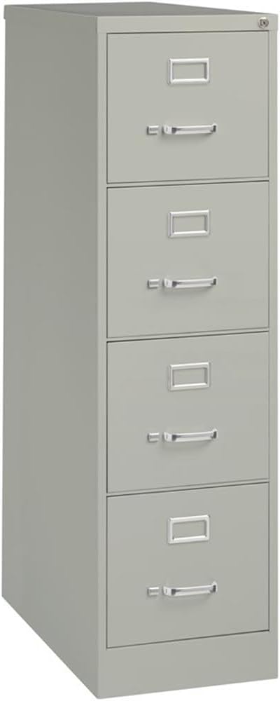 Pemberly Row 4-Drawer Metal Filing Cabinet, 26.5" Deep, Letter Width, Black Finish, Commercial Grade, Vertical Design, Lockable, Durable Steel Construction, Ball-Bearing Slides for Office or Business