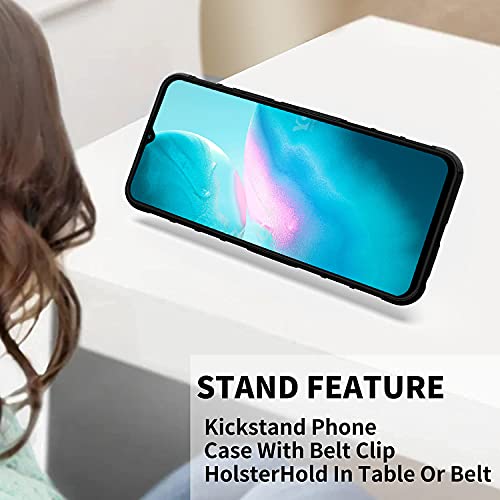 For Zte Blade 11 Prime Case, With Tempered Glass Screen Protector Heavy Duty Protection Technology Built-In Kickstand Rugged Shockproof Protective Phone Case For Zte Blade 11 Prime（Black） #TOP5