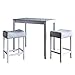 Nathan James Viktor 3 Piece Dining Set, Heigh Kitchen Counter Pub or Breakfast Table with Marble Top and Fabric Wood Base Seat, Light Gray/White