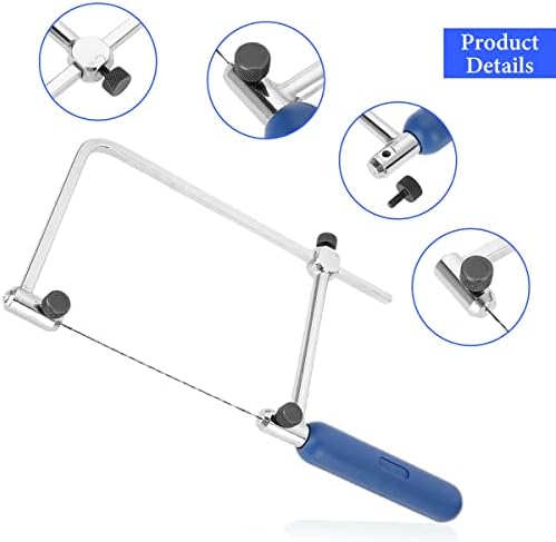 Adjustable Jewellery Saw,Metal Fret Saw,Multi Purpose Cutting Tool U-Shaped Saw Frame,Fine Cut Saw,Professional Hand Saw,with 4 Spiral Replacement Saw Pieces,for Wood Woodworking Glass Metal