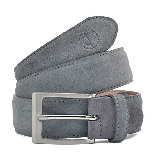 Ceinture en daim gris pour homme Seajure en cuir suédé premium