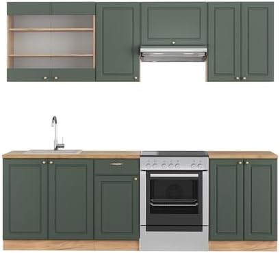 Vicco Cuisine Fame-Line, Chêne Vert et Or/chêne doré, 240 cm, PT Chêne