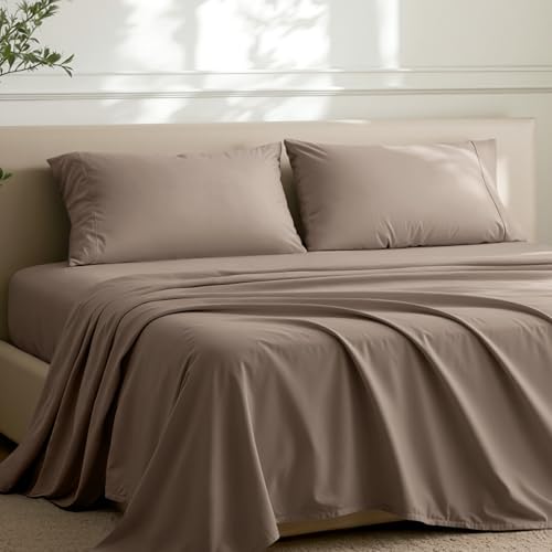 Image of Bare Home Microfiber Pillow Cases - King 20x40 - Cooling Pillowcases - Double Brushed - Easy Care - Envelope Closure (King Pillowcase Set of 2, Taupe)