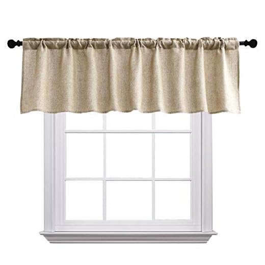Curtain Valances for Windows Burlap Linen Window Curtains for Kitchen Living Dining Room 58 x 15 inch 1 Valance Linen Coffee