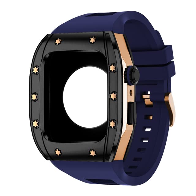 Bracelet silicone Apple Watch 44mm 45mm avec étui protection métal antichoc agate