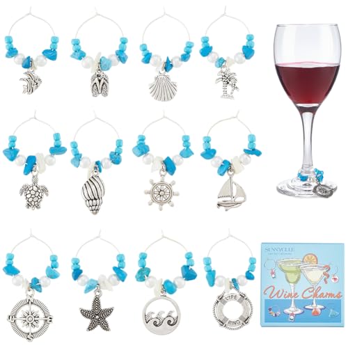 Breloques pour verres à vin bleus évitant les mélanges de boissons lors des fêtes