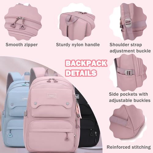 Image of PALAY School Bag for Girls for 7-12 Year Large Capacity College Backpack Water Resistant Trendy Laptop School Bag Travel Multi-Pouches Bagpacker Bag for Women