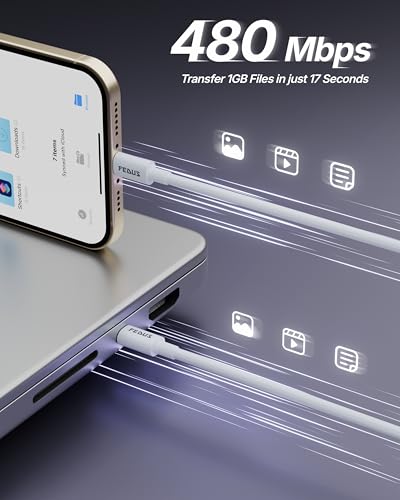 Image of FEDUS ZETTA-X4I 27W Type C to 8 PIN Cable 1M, PD Fast Charging for iPhone 14 /13 /12 /11PRO MAX /Xr /Xs /8 PLUS, iPad,Smart Chip, High Speed 480Mbps Data Sync, 10000+ Bend Lifespan, Tough Cord, White