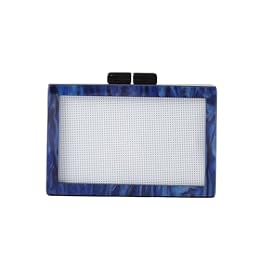 RomanticDesign Women Acrylic Handbag Rattan Woven Pattern Square Box Crossbody Handbag Shoulder Bag Chain Purse (2-Navy)