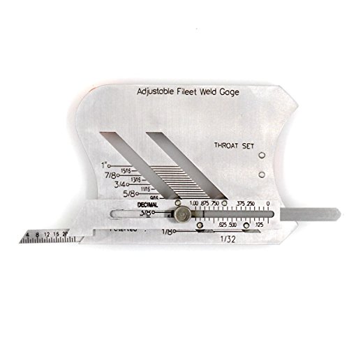 Calibrador de soldadura ajustable para medición de longitud de pata y garganta en cordones de soldadura, acero inoxidable, lectura estándar miniatura 1