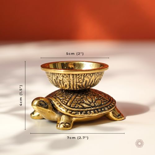 Image of BEHOMA Handcrafted 100% Pure Brass Turtle Diya for Pooja & Home Temple