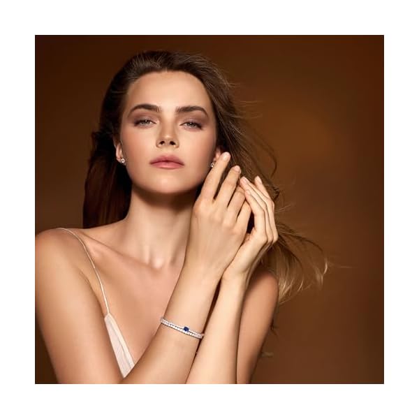 18K White/Yellow Gold Plated Silver Bracelet With Lab Grown Sapphire/Emerald/Ruby Surrounded With Lab Grown Diamond/Moissanite, Bracelet For Women Comes With Gift Box - Image 6