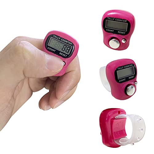 ChengFu Electronic Finger Counter, 2pcs LCD Kniting Counter, Crochet Counter, Finger Digital Counter with Knitting Stitch Marker, 100pcs Crochet Locking Clip, Colorful Knitting Marker for Crocheting - Thumbnail 4