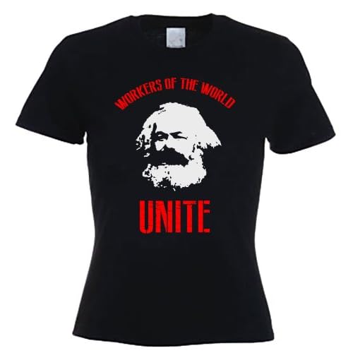 Karl Marx Unite of The World Worker es para Mujer de T-Shirt (Disponible en Blanco XL - pequeño tamaños de Cama)
