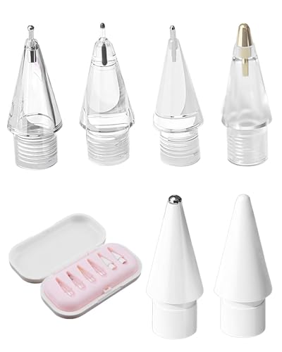 6 Piezas Puntas para Apple Pencil 2a/1a Generacion Punta de Repuesto Pom de Alta Sensibilidad Precisas con 6 Texturas para Apple Pencil USB-C/Pro con Funda de Transporte