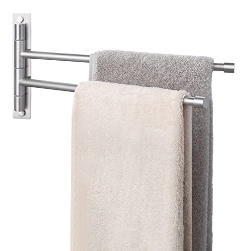KES Portasciugamani Girevole SUS304 Portasciugamani da Bagno in Acciaio Inox con 2 Barre Girevoli Finitura Spazzolata a Parete, A2102S2-2