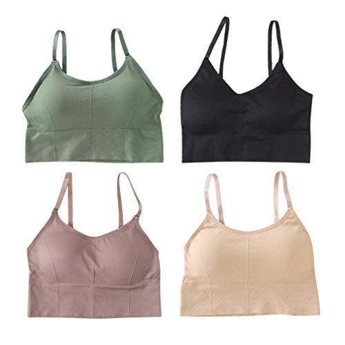 KESYOO Top esportivo respirável com decote em V, kit com 3 peças, roupa íntima fitness feminina (tam