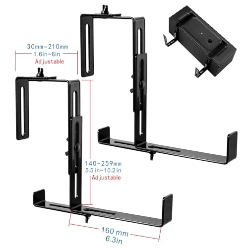 Leinuosen 8 Pcs Adjustable Window Boxes Brackets Planter Box Bracket Heavy Duty Deck Railing Hanging Flower Stand for Windowsill Garden Fence Balcony (Black) by Leinuosen - Used condition - Image 2