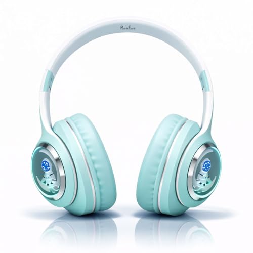 Image of PunnkFunnk Astro Junior Wireless Bluetooth Headphones with BT 5.3, Noise Cancelling, Hi-Res Audio, 40mm Drivers, Deep Bass, Memory Foam Ear Cushions, Over-Ear Headset for Kids, Teens & Adults (Green)