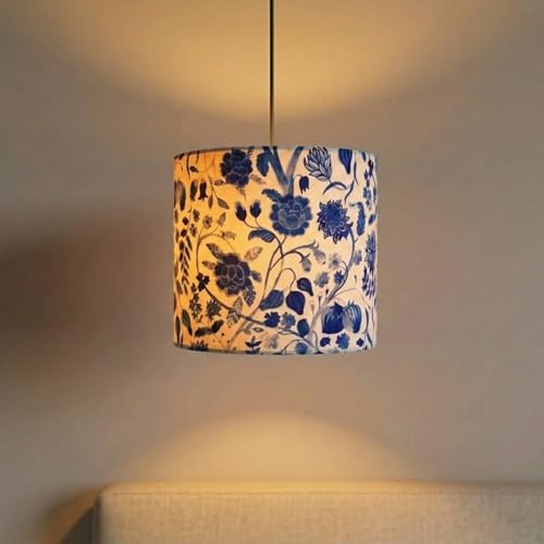 Image of ExclusiveLane 'Indigo Bloom' Pendant Hanging Lights for Living Room (22.8 Cm, Cotton Wrapped Over Polyvinyl, Set of 1) | Pendant Lights for Ceiling Lights for Living Room Hanging Lamps for Bedroom