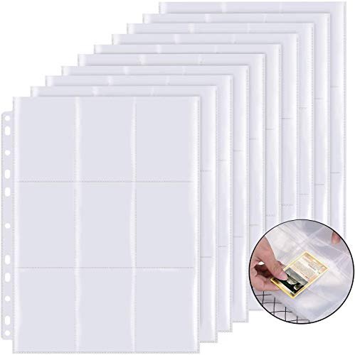 OMZGXGOD Pokemon Carte da Gioco collezionabili，180 Buste per Carte，Raccoglitore Carte Pokémon Raro con Tasche su Entrambi i Lati，Album da 10 Pagine di Carte collezionabili Portafogli
