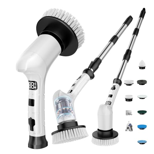 Image of Electric Spin Scrubber for Cleaning Bathroom,Cordless Power Shower Scrubber - Electric Cleaning Brush for Tile Tub Bathtub Kitchen Wall Cleaning