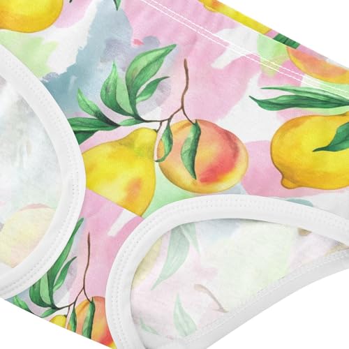 Designer Toddler Underwear Custom 2t Cotton Panties Little Girl Watercolor Lemon Peaches Fruits Underpants Briefs4