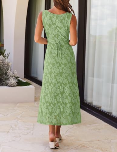 MEROKEETY Womens Summer Floral Maxi Dress 2026 Sleeveless Formal Bodycon Bridal Shower Elegant Wedding Guest Long Dresses, LightGreen, X-Large — view 4