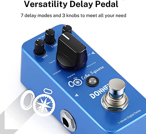 Image of Donner Digital Delay Pedal, Echo Square Delay Guitar Pedal, 7 Effects Digital Analog Tape Mod Sweep Lofi Reverse for Electric Guitar and Bass True Bypass