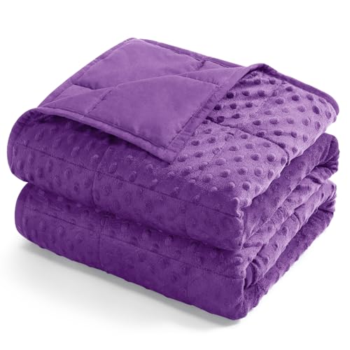 Kivik Minky Dot Weighted Blanket for Adults, 15 lbs Breathable Heavy Throw Blankets, Ultra Soft Cooling Weighted Comforter, Machine Washable, 48"x72" Twin, Purple