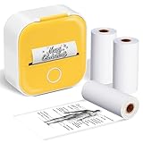 Ponek Mini Sticker Printer - Receipt Printers Thermal Sticker Printer Machine T02, Pocket Mini Printer for Phone, Mini Thermal Printer with 3 Rolls Thermal Paper for Journal, Memo, Pictures