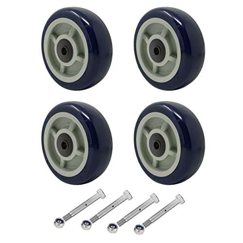 HANDSAMMU 5 inch Caster Wheels-Industrial Caster, Polyurethane on Polypropylene Wheel- Casters Set of 4 Heavy Duty - 3200LB Total Capacity - Widely use for U-Boat Platform Trucks