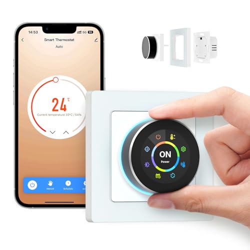 AVATTO Smart WiFi Thermostat für Wasser-Fußbodenheizung, passt 55x55 Systemstandard, Programmierbar Raumthermostat Unterstützen Alexa, Google Home Sprachsteuerung und Smart Life App Fernbedienung