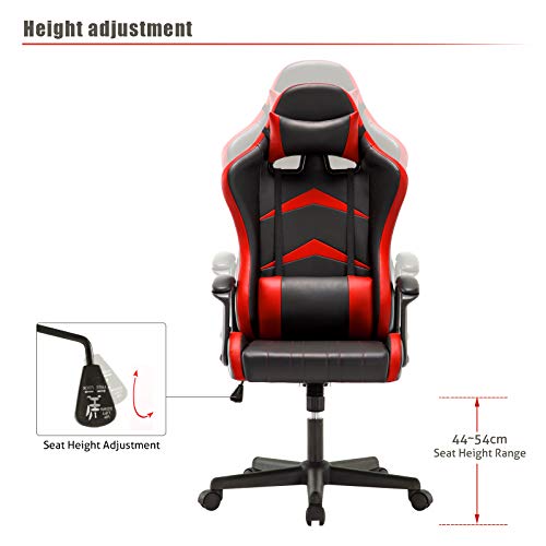 IntimaTe-WM-Heart-Silla-Gaming-con-Respaldo-Alto-Cojin-Lumbar-Cabeza-Almohada-Altura-Ajustable-360-Giratorio-y-Reposabrazos-Fijos-Roja