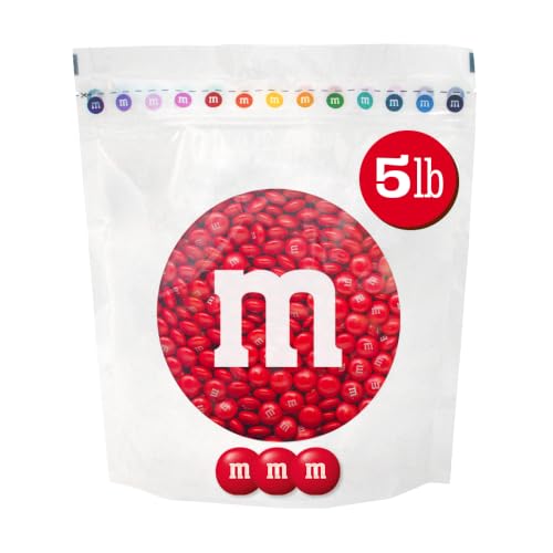 M&amp;M'S Red Milk Chocolate Candy, 5 lb Bulk Resealable Bag